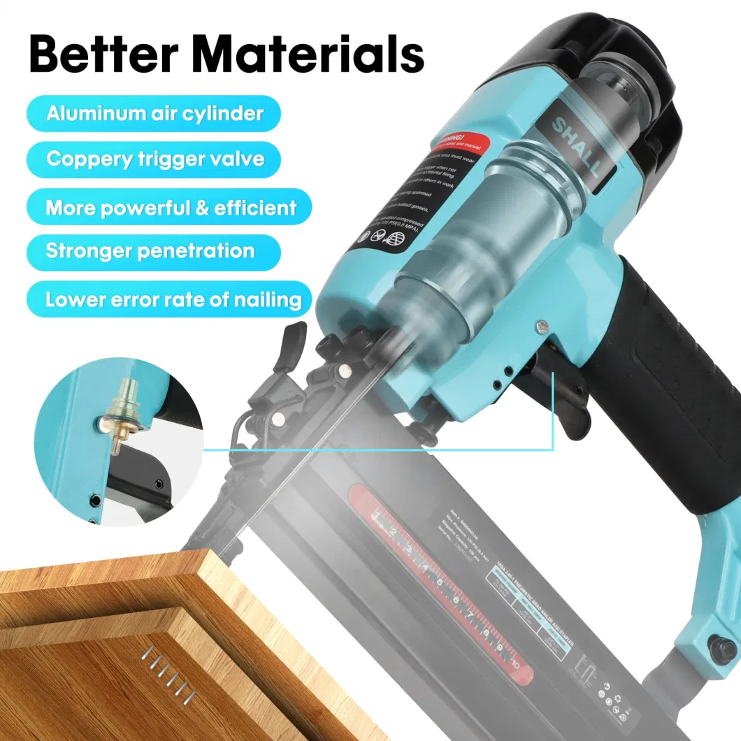 Shall 20-Gauge Pneumatic Brad Air Nailer Compatible with 13/32" to 7/8" Nails Depth Adjustment Air Nail Gun for Woodworking